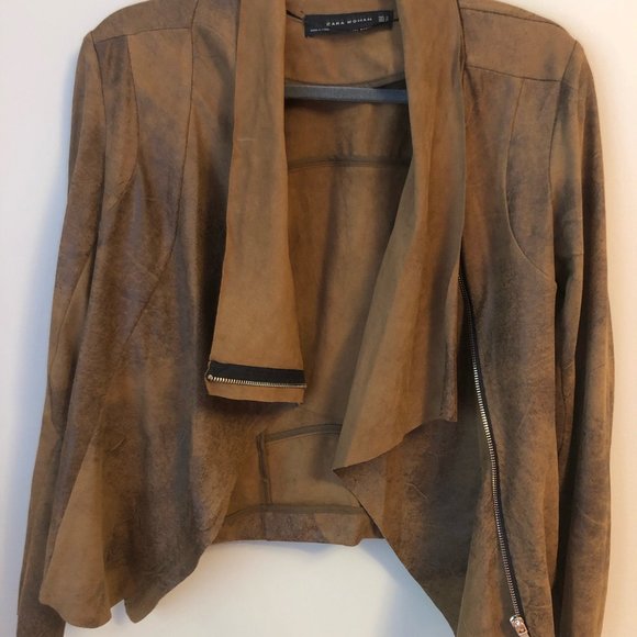 Zara Faux Suede Waterfall Jacket - Picture 2 of 2